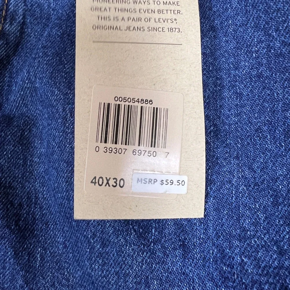 Levi's 505‎ Jeans Mens 40x30 Dark Wash New Regular Fit Straight Leg